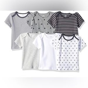 Essentials Unisex Babies' Lap-Shoulder Tee, Pack of 6 Newborn